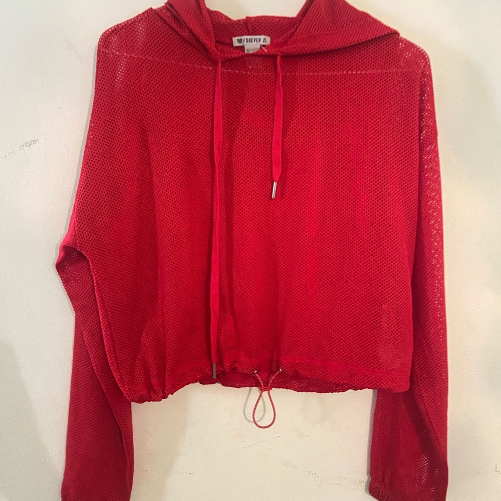 Forever 21 mesh sweater with hood
